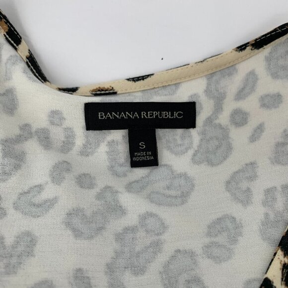 Banana Republic wrap dress leopard print knit stretch brown black cat cheetah S - Picture 4 of 4